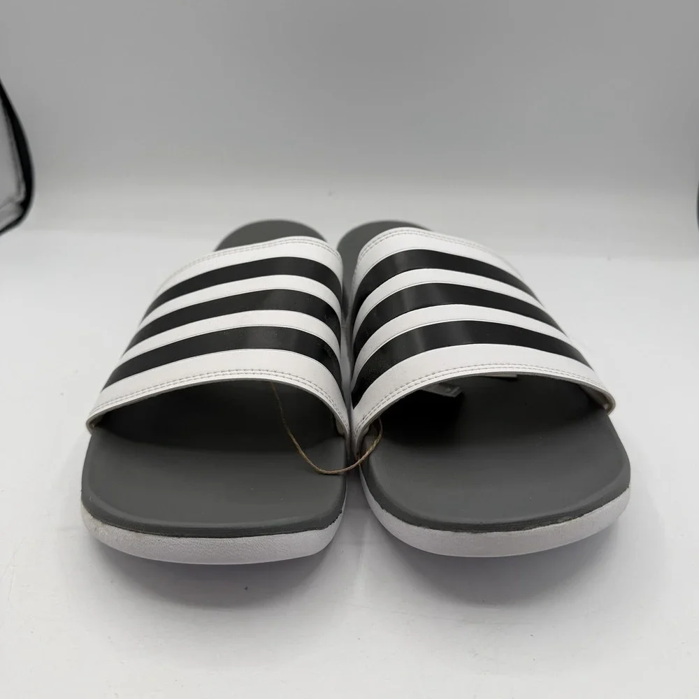 Adidas Adilette Comfort‎ Slide Mens 13 Womens 14 White Grey Beach Sandals GZ5895